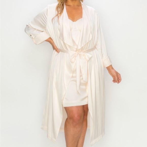 Satin Strap Dress With Coat Set - Picture 2 of 4